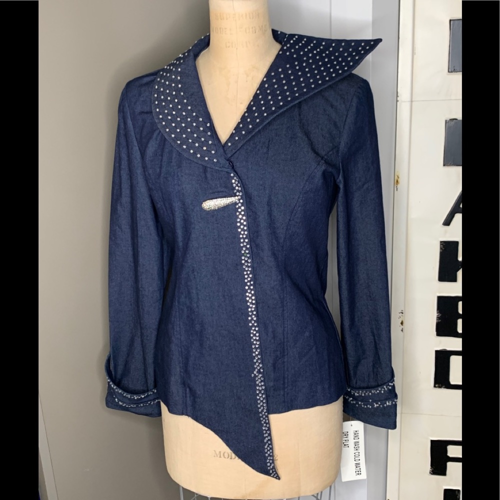 NWT Devine Denim NY Rhinestone Top/Jacket sz 8